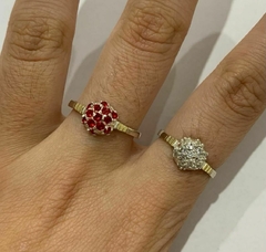 ANILLO DE ORO Y PLATA CON CUBIC