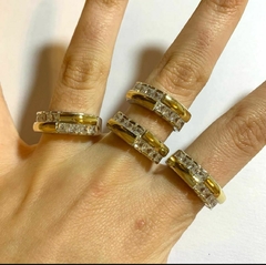 ANILLO DE ORO Y PLATA CON STRASS - comprar online