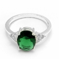 Anillo Cubic Oval Verde (R33018)