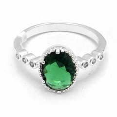 Anillo Oval Cubic Verde ( R45317)