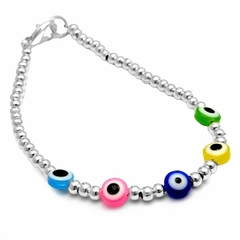 Pulsera Bolitas Con Ojo Protector Multicolor 19Cm (P35519)