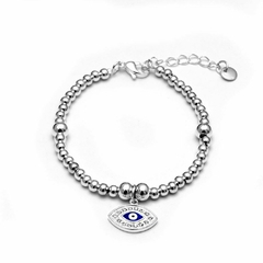 Pulsera Bolitas Con Ojo Protector Cubic 18 A 21Cm ( P45287)