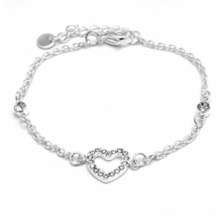 Pulsera Corazón Calado Con Cubic 18 A 21Cm (P45730)