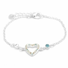 Pulsera Corazón Calado Con Cubic Celeste 18 A 21Cm (P45731)