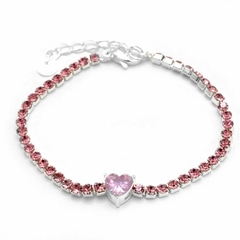 Pulsera Cubic Y Corazón Rosa 18 A 21Cm (P45735)