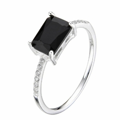 Anillo Rectangular Cubic Negro (PR65248)