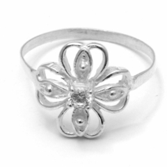 Anillo Flor Calada Con Cubic PR88822