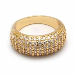 Anillo Dorado Chunky Con Micropave R20133 - comprar online