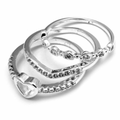 Anillo Triple Corazón Calado Y Cubic (R20169)