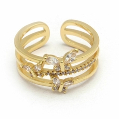 Anillo Dorado Mariposas Con Cubic R29932 - comprar online