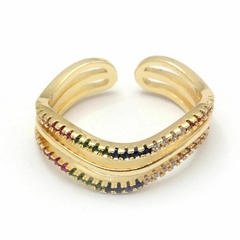 Anillo Dorado Onda Multicolor R29966 - comprar online