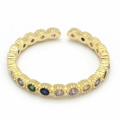 Anillo Dorado Con Micropave Multicolor R29969 - comprar online