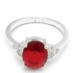 Anillo Cubic Oval Rojo (R33017)