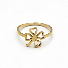 Anillo Dorado Trébol R33738 - comprar online