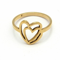 Anillo Dorado Corazones Calados R33739 - comprar online