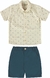 Conjunto Infantil Menino Camisa Linho Estampado e Bermuda Sarja Jeans Leve HAVE FUN - comprar online