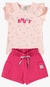 Conjunto Infantil Menina Baby Look Cotton e Short Moletom sem Felpa BOCA GRANDE na internet