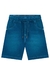 Bermuda Infantil Menino em Malha Denim com Elastano Azul Claro LUC.BOO -  GRIFFE LOJA DE ROUPAS LTDA