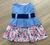 Kit Menina Boneca Vestido Festa Infantil Regata Azul e Rosa com Estampa Florida e Faixa Marinho na Cintura SWEET COTTON - comprar online