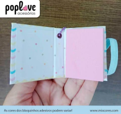 Chaveirinho com Bloquinho Adesivo - Foque nas Coisas Boas - MixCores Papelaria e Acessórios em Resina