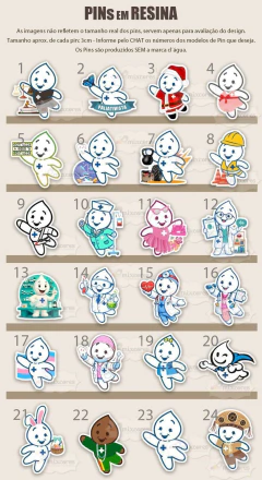Pins em Resina - 10 Modelos à sua escolha! - Zé Gotinha - loja online