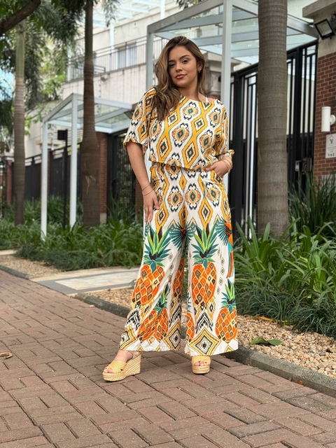 CALÇA PANTALONA ESTAMPADA VERÃO NA BAHIA