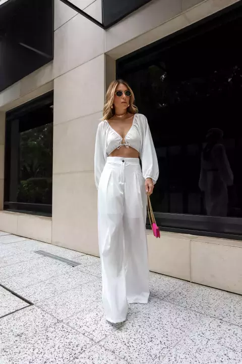 CALÇA PANTALONA EM POLIÉSTER