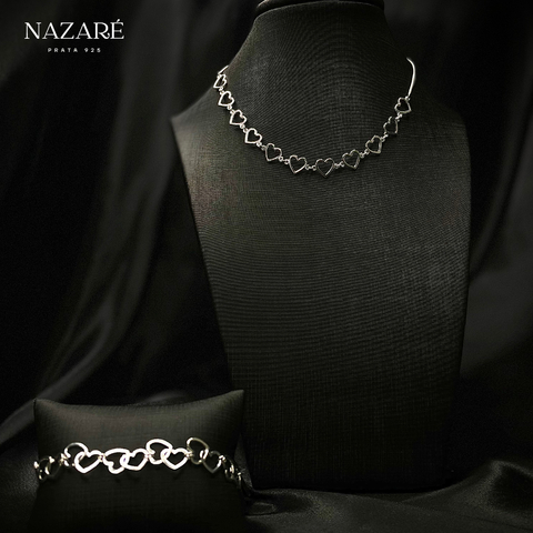 Conjunto Coroa De Corações - Nazaré Prata