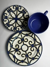 1 conjunto Xicara chá e prato de bolo Arabescos Azuis - comprar online