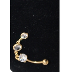 Piercing de Umbigo em Aço Inox Dourado com Brilhantes