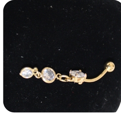 Piercing de Umbigo em Aço Inox Dourado com Brilhantes - comprar online