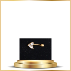 Piercing de Umbigo formato Coração Aço Inox dourado