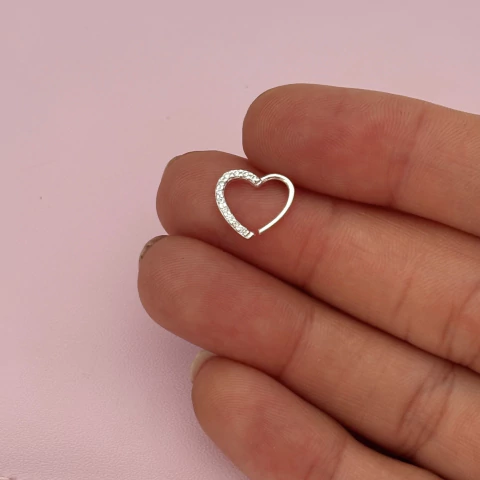Piercing de coração cravejado Prata 925 - Lado Esquerdo - comprar online