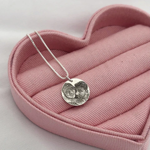 Colar de Prata 925 Medalha Personalizada com Foto ou Frase