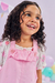 Salopete em Sarja com elastano e blusa em malha laise Kukiê 73138 - Puro Luxo Kids