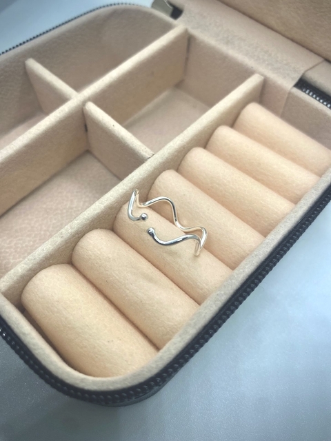 Anel Regulável Zig Zag - Prata 925