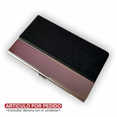 PORTA TARJETAS METAL SIMIL CUERO - comprar online
