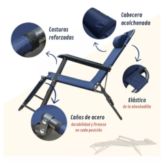 Reposera/Cama Reclinable con Apoya Cabeza Azul - TiendaMix