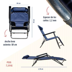 Reposera/Cama Reclinable con Apoya Cabeza Azul - tienda online