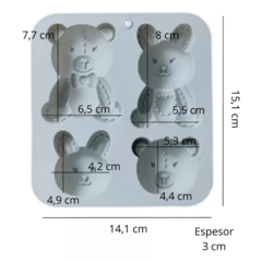 Molde de Silicona con 4 Diseños Osos - TiendaMix