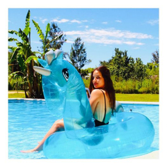 Inflable unicornio para pileta grande transparente 1.2m x 0.6m