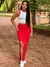 Conjunto Midi Feminino Cropped e Saia Canelado na internet