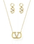 Conjunto Colar e Brinco Folheado a Ouro 18k Inspiração V. Com Argolinha Click - comprar online