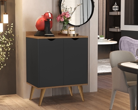 Aparador 2 Portas Buffet Acalanto cantinho cafe Pés Palito Preto / Nature - Comprar Moveis em Casa