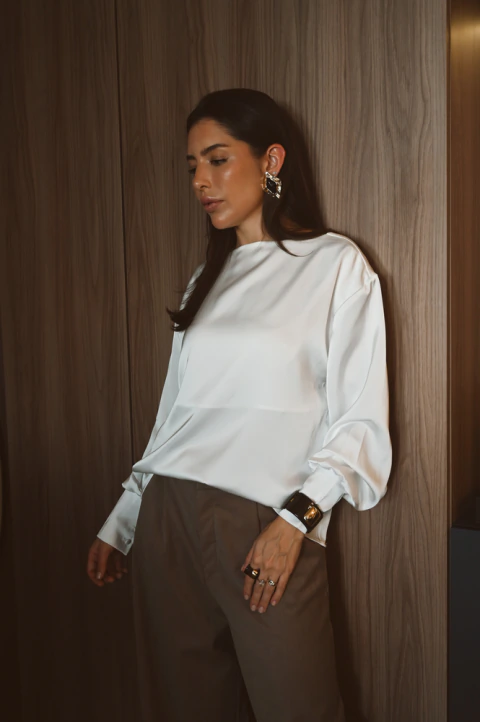 Blusa de manga longa Serena Branco