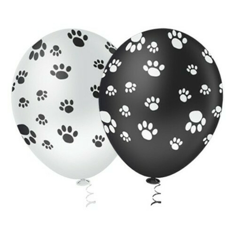 Balão Bexiga Pegadas Dog Preto/Branco 10 Polegadas com 25 Unidades - comprar online