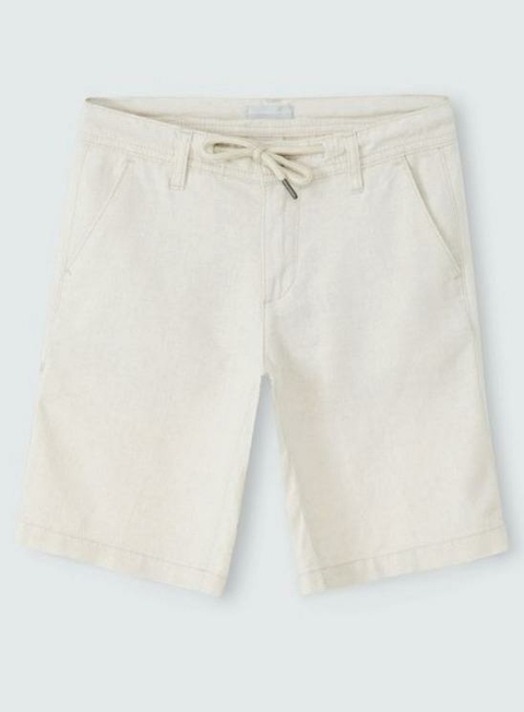 BERMUDA BEGE DE VISCOSE COM LINHO MENINO