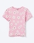 Blusa Infantil Menina Manga Curta Estampada Rosa