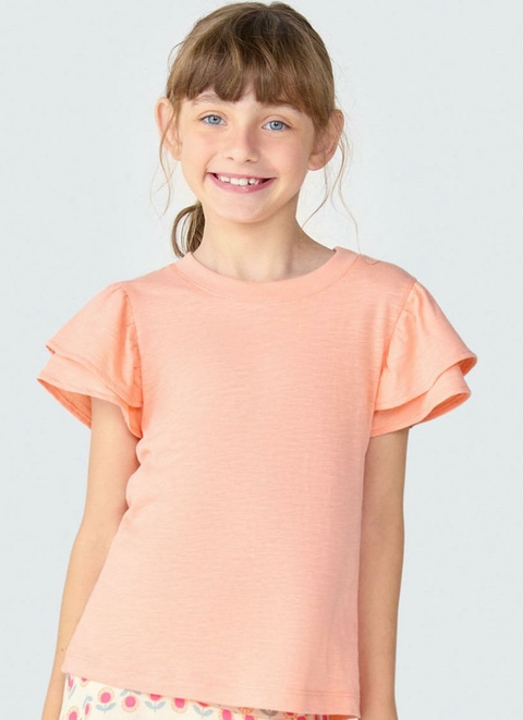 Blusa Menina Com Babados Laranja