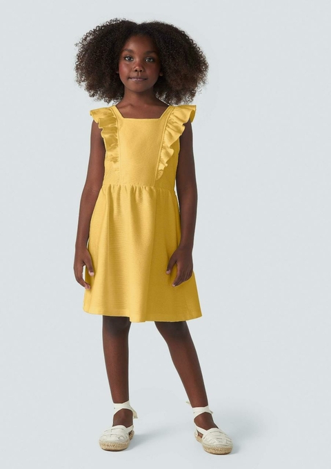 Vestido Amarelo Feminino Com Babado